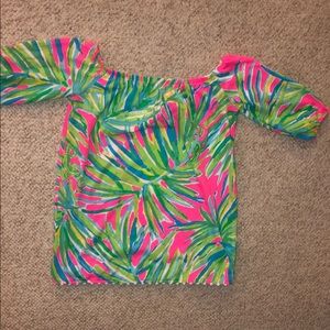 Lightly used off the soulder, multicolor blouse